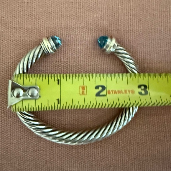 AUTHENTIC David Yurman 7mm Cable Bracelet in Silver / Blue Topaz - Picture 6 of 6